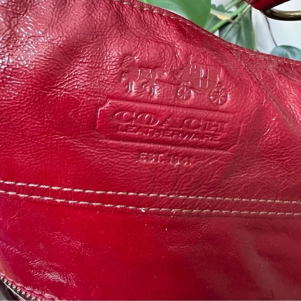 RARE Coach 12736 Zoe Editorial Red Patent XL Hobo Bag